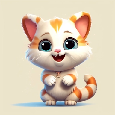 Cute happy cat with chubby face and big eyes, Cliparts, Sublimation, Illustration clipart, 4K, extremely detailed, isolated on white background