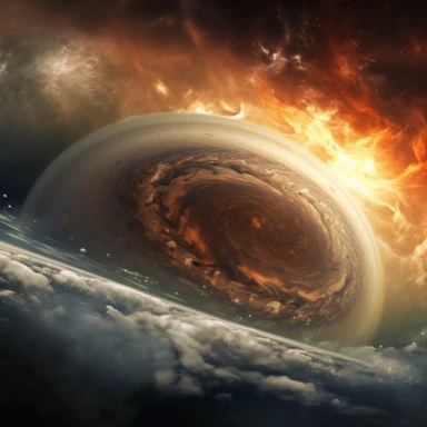 Clipart, A swirling storm on the surface of Jupiter, hyperrealistic, hyper high definition