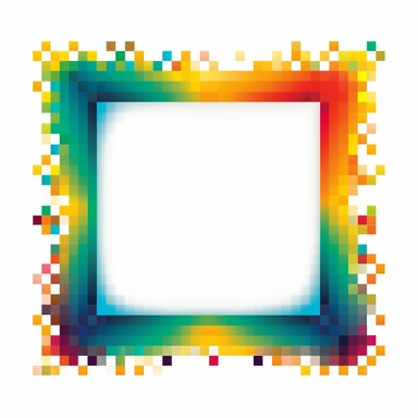 clipart of a square decorated with 8-bit pixel art pattern, clear cut, square decor frame, vector art, white background