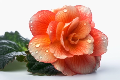 Begonia flower clipart, Full shot, white background, spaced out, from the side, Taken with Canon EOS-1D X Mark III with the Canon EF 600mm f/4L IS III USM lens, real picture, professional, full shot, photorealistic, details, hyper resolution, white Background, 8k