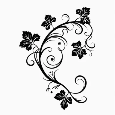 simple vine clip art, clean black line art, no gray color