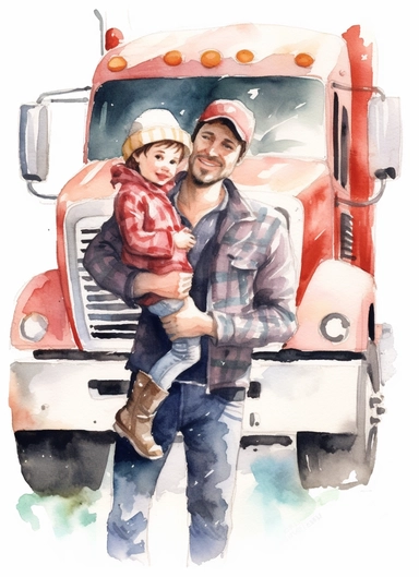 Truck driver Father's Day Clipart Watercolor