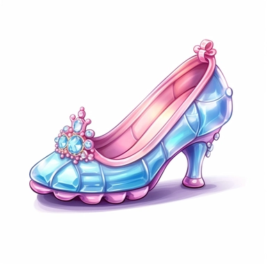 Cartoon Pastel princess glass shoes clipart, high detail, illustration style, high solution, on the white background