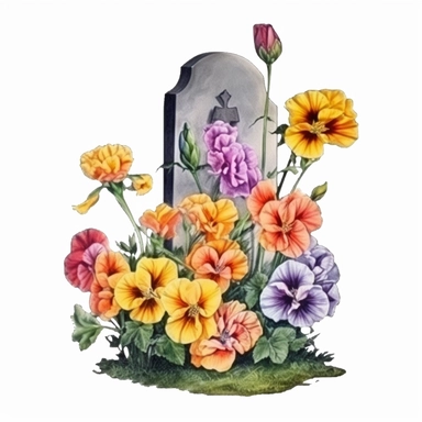 flower for headstones , Beautiful Watercolor Art, Charming, Isolated on White Background Floating on White Background, Crispy Details, Watercolor, High Resolution, High Quality Art, Clear, Vibrant, Rich Colors, Sharp, Vivid Details, 300 dpi, Clipart