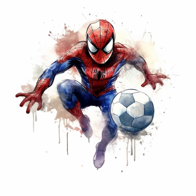cute Spider-Man football watercolour white background Clipart