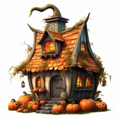 simple fairy Halloween house, pumpkin, horror, clipart, complex, highly detailed, signature design