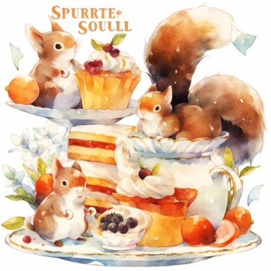 LOGO, Squirrel Cafe, Stickers, Vector Art, fiorucci angels, beautiful decoupage paper, pastel colors, white background clipartm, fantasy art, Watercolor Clipart, strybk, full Illustration, 4k, sharp focus, watercolor, smooth soft skin, symmetrical, soft lighting, detailed face, concept art, watercolor style, strybk, children's style fairy tales, chibi kawaii, Octane rendering, 3d. Perfect face, detailed face, delicate face, perfect sharp lips, detailed eyes, Craig Davison, Aubrey Beardsley, Conr