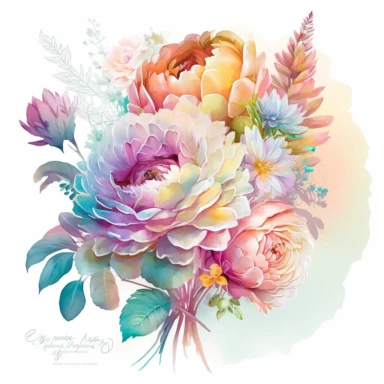 soft colorful neon pastel colored floral arrangement clipart, soft and subtle, colorful neon fairy pastel colors watercolor style, fawncore, plain white background, colorful neon pastel roses peonies gerberas tulips, excellent depth of shading in soft watercolor style, neon pastel colorful soft watercolor artwork, plain white background for transparent editing
