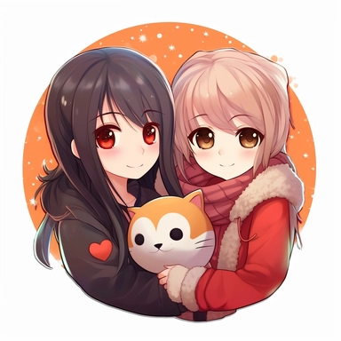 reate some anime style clipart. make them meaning love and friendship no background