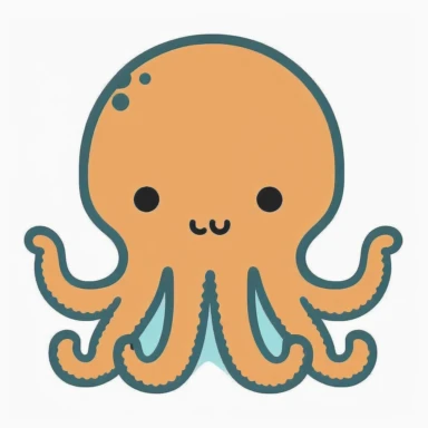 simplified lineart vector drawing of an octopus, glyph icon style, clipart, svg cut file