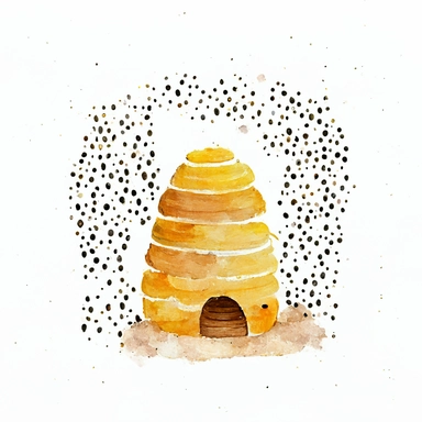 minimalist bee hive. Simple and cute. Watercolor clip art style. White background.