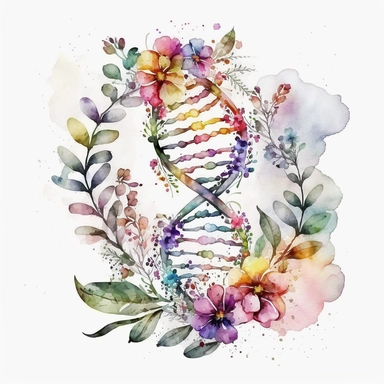 DNA with Flowers Watercolor Sublimation clipart,clipart, white background, no watermark, no text, no word