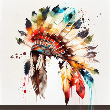 Hand Drawn Native American Indian Headdress Watercolor clipart