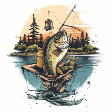 Gone Bass Fishing Sublimation Clipart