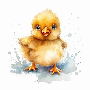 happy cute baby chicken, swimming, hand draw Illustration clipart, 4K, extremely detailed, watercolor