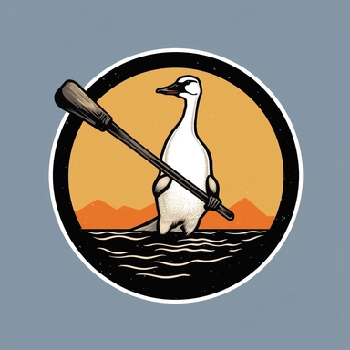 a minimalist graphic of a clip art goose holding a baseball bat