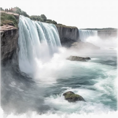Niagara Falls landscape , 8K quality, ultra detailed clipart, without signature and without meaningless lines, clipart, white background, High Quality clipart, no writting background, no writting
