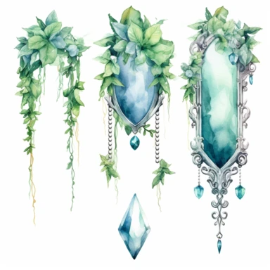 ivy rococo frames jewels icicles watercolor clipart