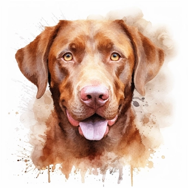 Chesapeake Bay Retriever portrait. watercolor, illustration, clipart 32k, HD,
