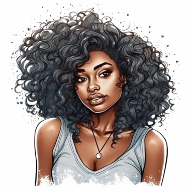 ultra detailed Black Girl Self Love Clipart , solid white background, beautiful , Self-Love and Confidence, super cute, super cool, Wavy hairs , contour, portrait photography by ANIMATION
