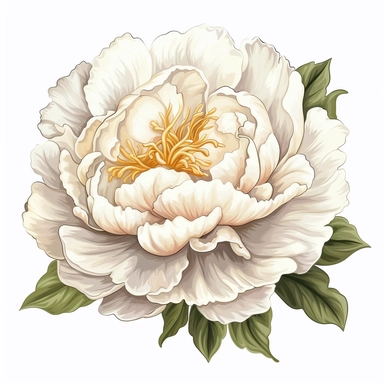 detailed Peony clipart, white color , super cute, spring peony clipart
