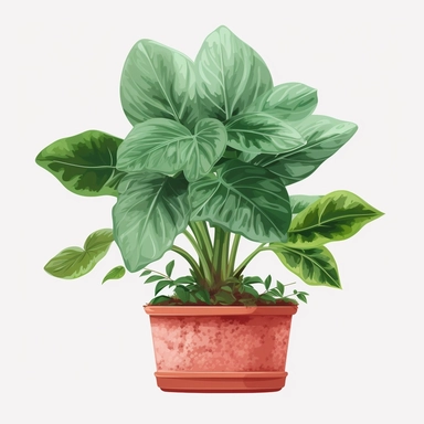 Clipart, vector, potted plant, with transparent background