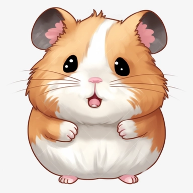 kawaii cute, hamster, clipart, sticker, colorful, no background, hd