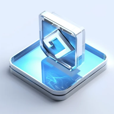 One smart flat chip, Fixed clip, chip base, light blue and white tone, Tech Blue, light blue cable, clear glass effect, white background, isometric Art, Microsoft Tech Style, 3D rendering, c4d, Octane Rendering, Blender, Ultra High Quality, Ultra High Definition, Low Detail, 45 Degree View, 16k