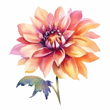 Craft a mesmerizing watercolor clipart of a single flower with a transparent background. Emphasize the vibrancy of the colors, making them pop and stand out. Pay attention to the details and expressions of the flower, capturing its unique characteristics in a simplified yet captivating way.