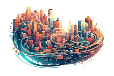 a close up of a infinite loop highway on a white background, james gilleard and james jean, escher, trending on artisation, connectedness, scutoid, mit technology review, by Sam Spratt, dan mcpharlin : : ornate, wormholes, tetris, monolithic, stylized stl, clipart icon, simple 4 colors from gray to metalic blue, vector-based, sharp border, plane color and very define, high quality, digital art, 8k resolution, masterpiece, congruent, amazing, incredible, awe-inspiring, mind-blowing, masterful, in