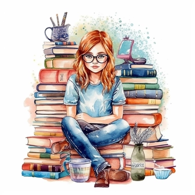 Watercolor Bookworm Life Clipart, PNG Clipart, Illustration clipart, 4K, extremely detailed Sublimation Clipart,Cartoon,hyper realistic, intricate detail, illustration style,high solution,on the white background