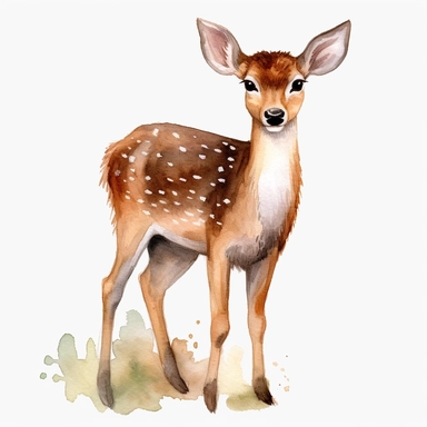 Watercolour cute realistic deer in the wood, woodland animal, ultra detailed ultra photoreal intricate detailed beautiful magnificent deer with perfect beautiful realistic eyes and intricate facial features four perfect legs and paws realistic detailed, png image, high definition, 300dpi, graphic clipart, computer graphics