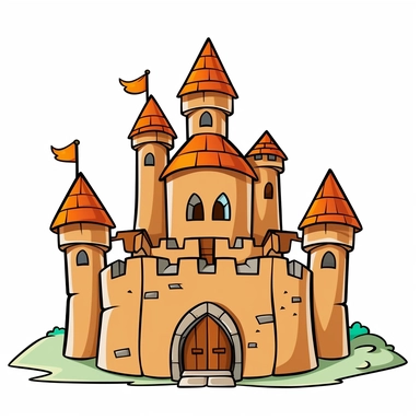 simplified clipart drawing of a castle