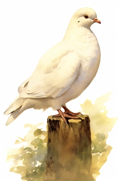 Clip art of dove, white, White margins around the image, drawn by Helen Beatrix Potter, easy to crop image, white background