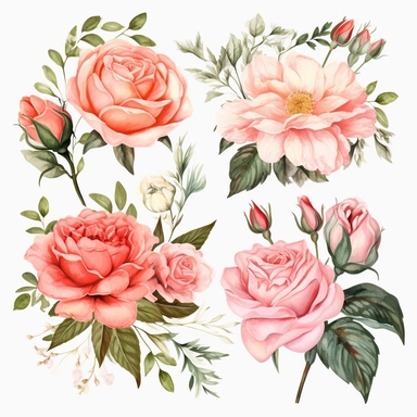 Roses Floral Bouquets clipart