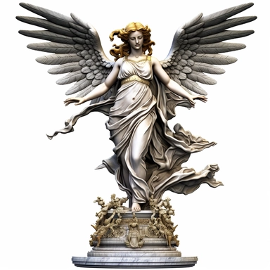 clipart of an angel statue, white background, roman style, greek style, in the style of mike deodato, neo-mosaic, comic art, pompeo batoni, dimensional illusion, antonio donghi, neogeo, detailed comic book art, marble, uhd image, detailed comic book art, marble, uhd image, bold colorism