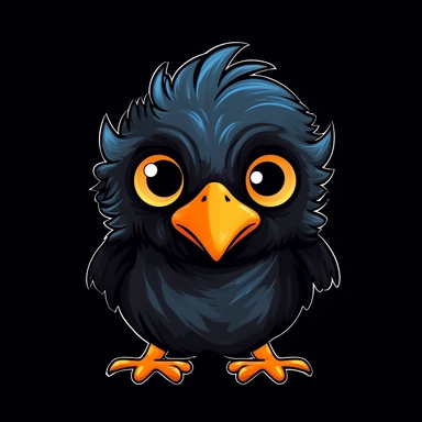 cute cartoon bird clipart, black background,--no cut off edges