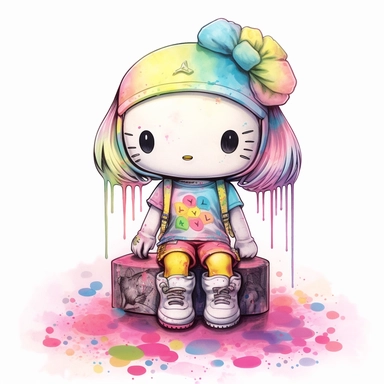 dirty garbage pale hello kitty skater girl slime rainbow clipart watercolor