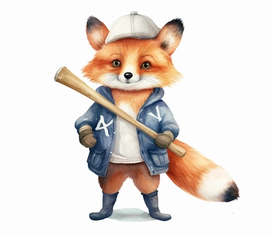 create watercolor clipart of letter x , cute animal in baseball costumes with baseball, incredibly high detail, 16k, gorgeous, white background