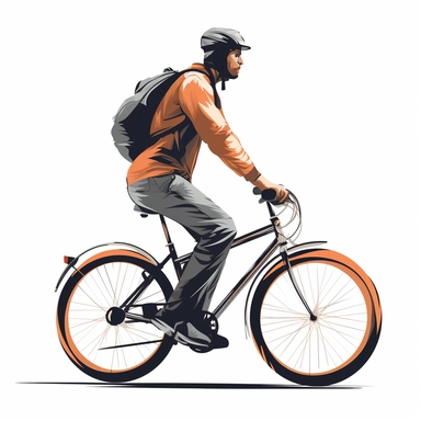 a guy on a bicycle, clip art, white background