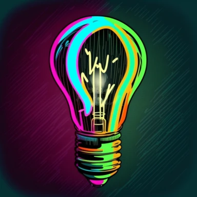 Clip art image of light bulb idea icon, the images should be versatile and suitable for use in a variety of projects such as presentations, social media posts, blog articles, and more. The style should be modern and clean, with bold lines and neon colors