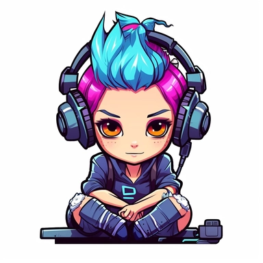 adorable simple cyberpunk gamer clipart, white background, adobe illustrator vector
