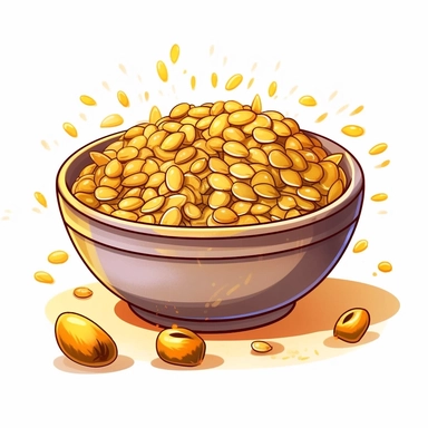 a cute bowl of seeds, clipart, children book illustration, cartoon, no watermark –ar 3:2