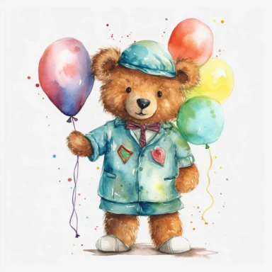 watercolor clipart white background moving living standing blue cartoon doctor bear birthday doctor