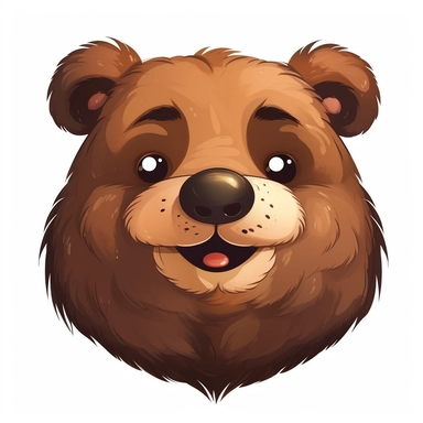 fantasy happy cute bear face, cartoon, clipart, mascot, isolated on white background
