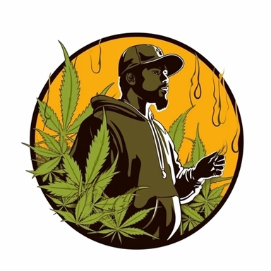 Cannabis hip - hop clipart, logo simple, vector, flat 2d, white background, vector style, graphic design, art, company registration, banksy colors