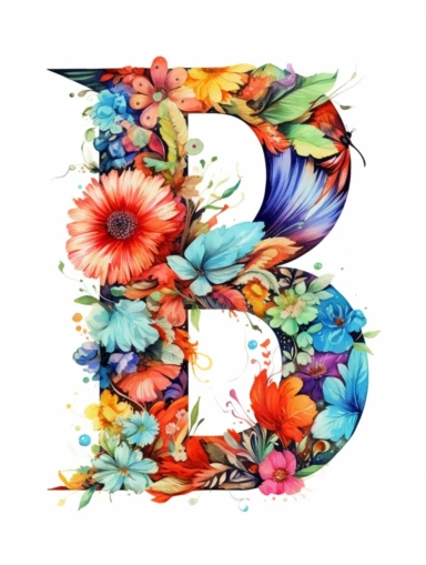 The capital letter B:in the Artistic style, clipart for nursery, vibrant colors,Vector, white background,Solid Background, Sharpness and clarity,masterpiece, trending on Artstation and Dribbble.
