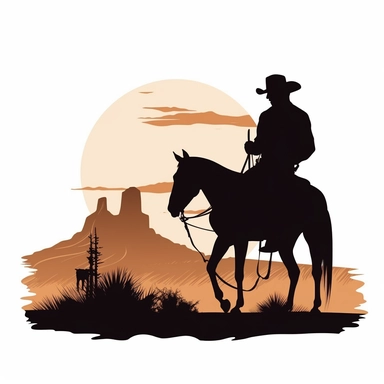 country western minimalist silhouette tattoo desing clipart