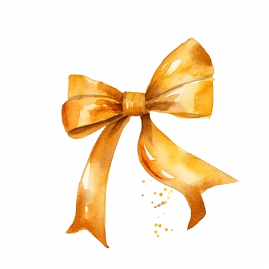 Watercolor gold ribbon, Clipart hd, isolated on white background