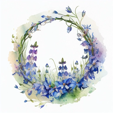 beautiful Watercolour Bluebell Flowers Clipart, a ring of bluebell flowers, white background